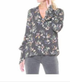 Dex Rustic Print Self Tie At Cuff Shirt In Grey In Grey