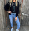 TEXAS TRUE THREADS BLACK BELL SLEEVE TOP