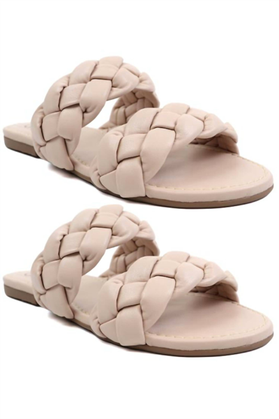 Everglades Lexi 5 Braided Strap Sandals In Nude In Brown