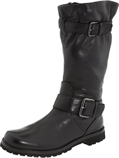 Gentle Souls Buckled Up Womens Leather Mid-calf Riding Boots In Black