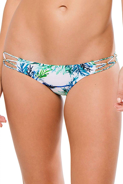 Pq Swim Women Palms Tab Side Brazilian Hipster Bikini Bottom Swimwear Palm In Green