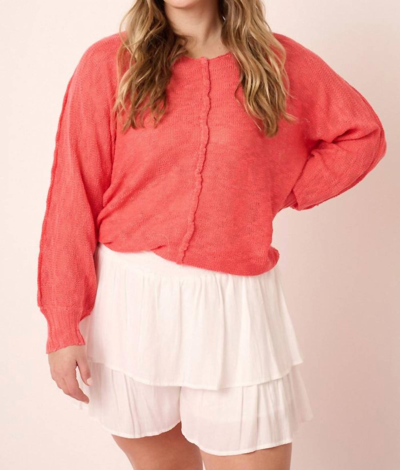 Mittoshop Plus Dolman Sweater In Coral In Pink
