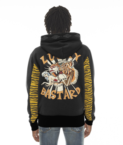 Cult Of Individuality-men Tiger Lucky Bastard Full Zip Hoody In Black