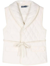 RALPH LAUREN POLO QUILTED VEST WITH TIE BELT IN NATURAL SEEDED