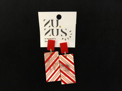 Sunshine Tienda Candy Cane Cabanas Earrings In Red