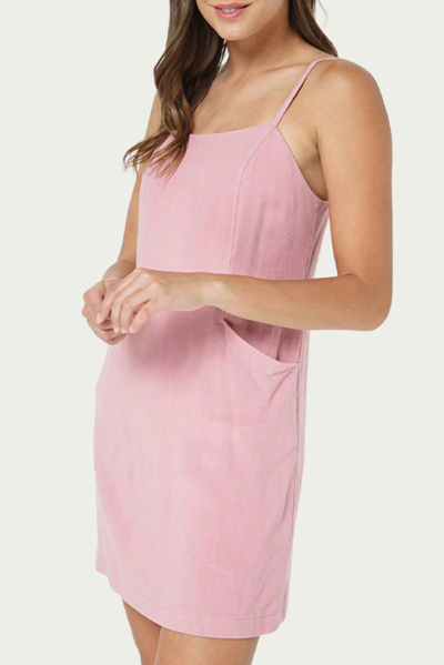 Fore Front-pocket Linen-blend Mini Dress In Light Pink