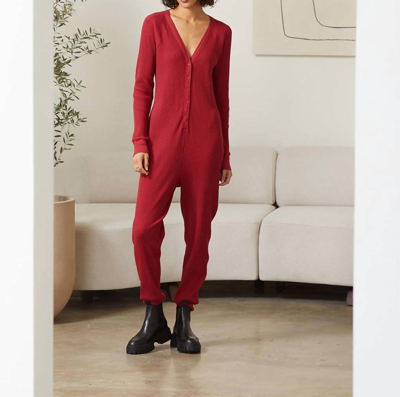 Bella Dahl Luxe Thermal Onesie In Brick In Red