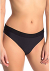 Pq Swim Midnight Gold Elastic Banded Teeny Low Rise Bikini Bottoms In Black In Black