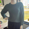 COZY CO. CABLE KNIT SWEATER WITH CUFF DETAIL IN TEAL