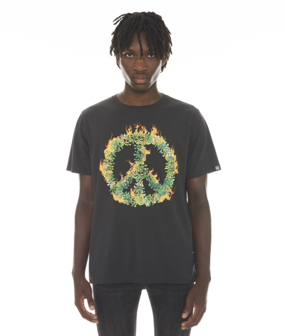 Cult Of Individuality-men T-shirt Short Sleeve Crew Neck Tee "peace In Chaos" In Peat In Black