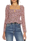 Astr Toni Top In Black Pink Floral In Multi