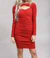 Heart & Hips Sweetheart Ruched Dress In Brick In Red