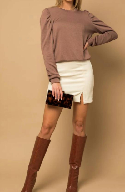 Gilli Puff Sleeve Top In Mauve In Multi