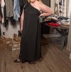 CAROLE'S COLLECTIONS PLUS SIZE ONE SHOULDER DRESS IN BLACK