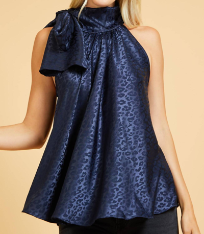Glam Night Time Jewel Top In Navy In Blue