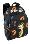 Betty Boop Women's Microfiber Large Backpack In Black With Lips In Black