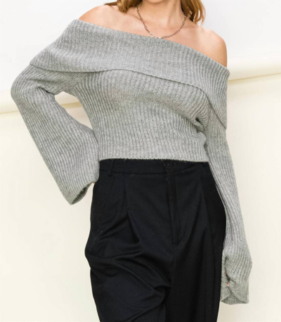 Hyfve Off Shoulder Sweater In Heather Grey