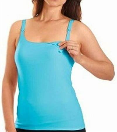 Leading Lady Long Length Nursing Camisole Bra In Turquoise In Blue