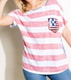 E. Luna American Flag Plus Tee With Sequin Pocket Plus In Red And White In Multi