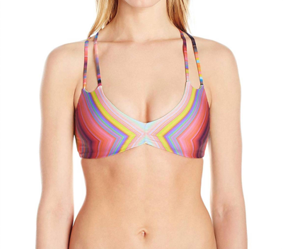 Pq Swim Women Reversible Utopia Halter Strap Bikini Top Swimsuit In Pink/multi