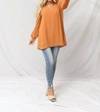 Zenana Meg Chiffon Slit Top In Desert Mustard In Multi