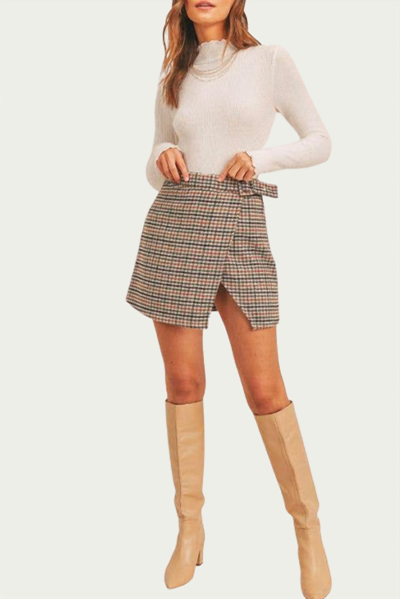 Sadie & Sage Wool-blend Wrap Mini Skirt In Multi
