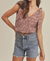 Aemi + Co Floral Tank Blouse In Mauve In Multi