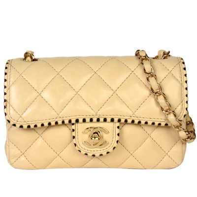 Pre-owned Chanel Leather Shoulder Bag () In Beige