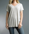 TEMPO PARIS V NECK SOFT TUNIC TEE IN TAUPE