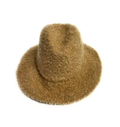Shihreen Boucle Wool Fedora Hat In Camel In Brown