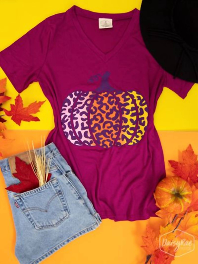 Southern Grace Pumpkin Leopard Top In Maroon In Multi