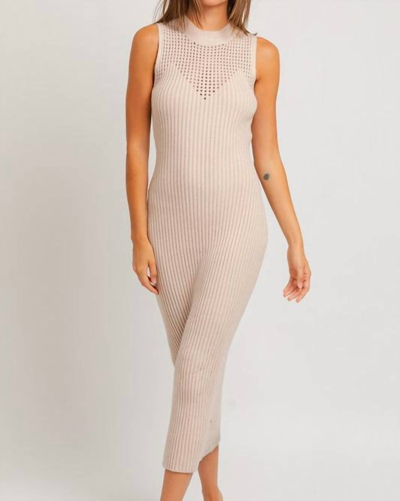 Le Lis High Neck Sleeveless Sweater Maxi Dress In Cream In White