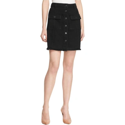 Hidden Denim Raw Hem A-line Skirt In Black