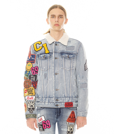 Cult Of Individuality-men Type Iii Denim Jacket Double Waistband In Acid In Blue