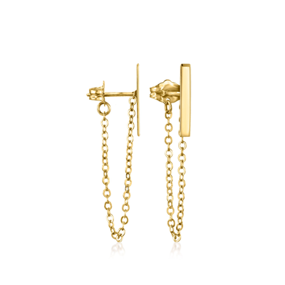 Rs Pure By Ross-simons 14kt Yellow Gold Bar Chain Drop Earrings