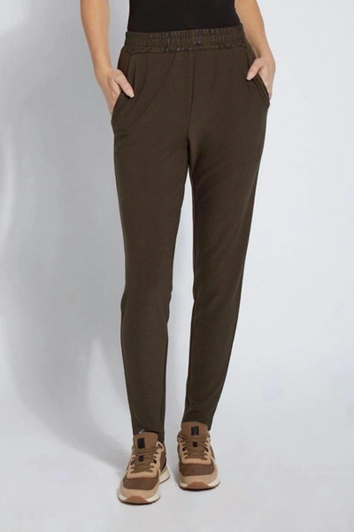 Lyssé Women's Autumnal Gathered Waist Pant In Deep Olive In Multi