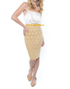 Dazz High Waist Pencil Skirt In Mustard/white In Multi