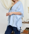 Davi & Dani Plus Sheer Kimono In Blue
