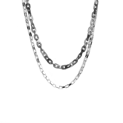 Marlyn Schiff Double Resin/metal Link Necklace In Silver