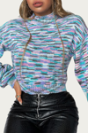 ESLEY COLLECTION CROPPED MOCK NECK SPACE-DYED SWEATER IN MULTI