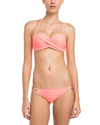 PQ SWIM WOMEN'S TAB SIDE STRAP HIPSTER BIKINI BOTTOM IN CORAL