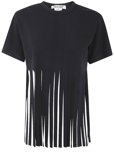 Comme Des Garçons Fringed T-shirt In Black