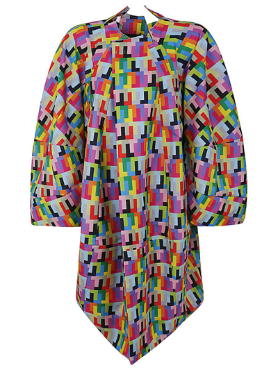 Comme Des Garçons Printed Oversized Coat In Multicolour