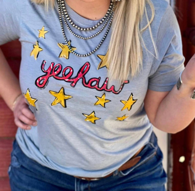 Texas True Threads Yeehaw Stars Tee In Grey