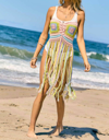 DAVI & DANI KNIT TOP/SKIRT WITH FRINGE IN MULTI COLORED