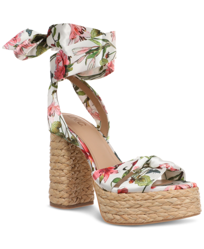 Inc International Concepts Goldiee Espadrille Platform Dress Sandals, Created For Macy's In White Floral