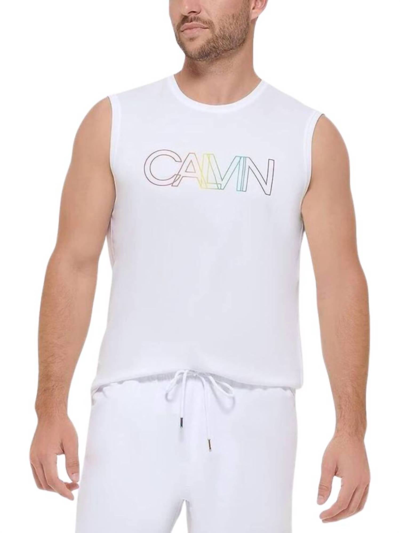 Calvin Klein Men's Rainbow Collection Sleeveless Shirt In White