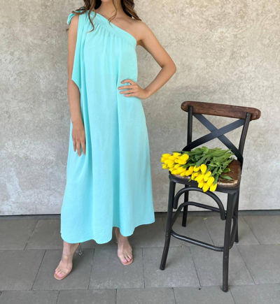 Carole's Collections One Shoulder Dress In Aqua In Blue