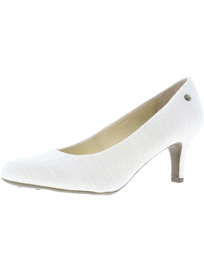 Lifestride Parigi Womens Cushioned Footbed Almond Toe Pumps In White