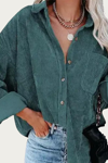 MELODY FASHION OVERSIZED CORDUROY SHIRT JACKET IN TEAL